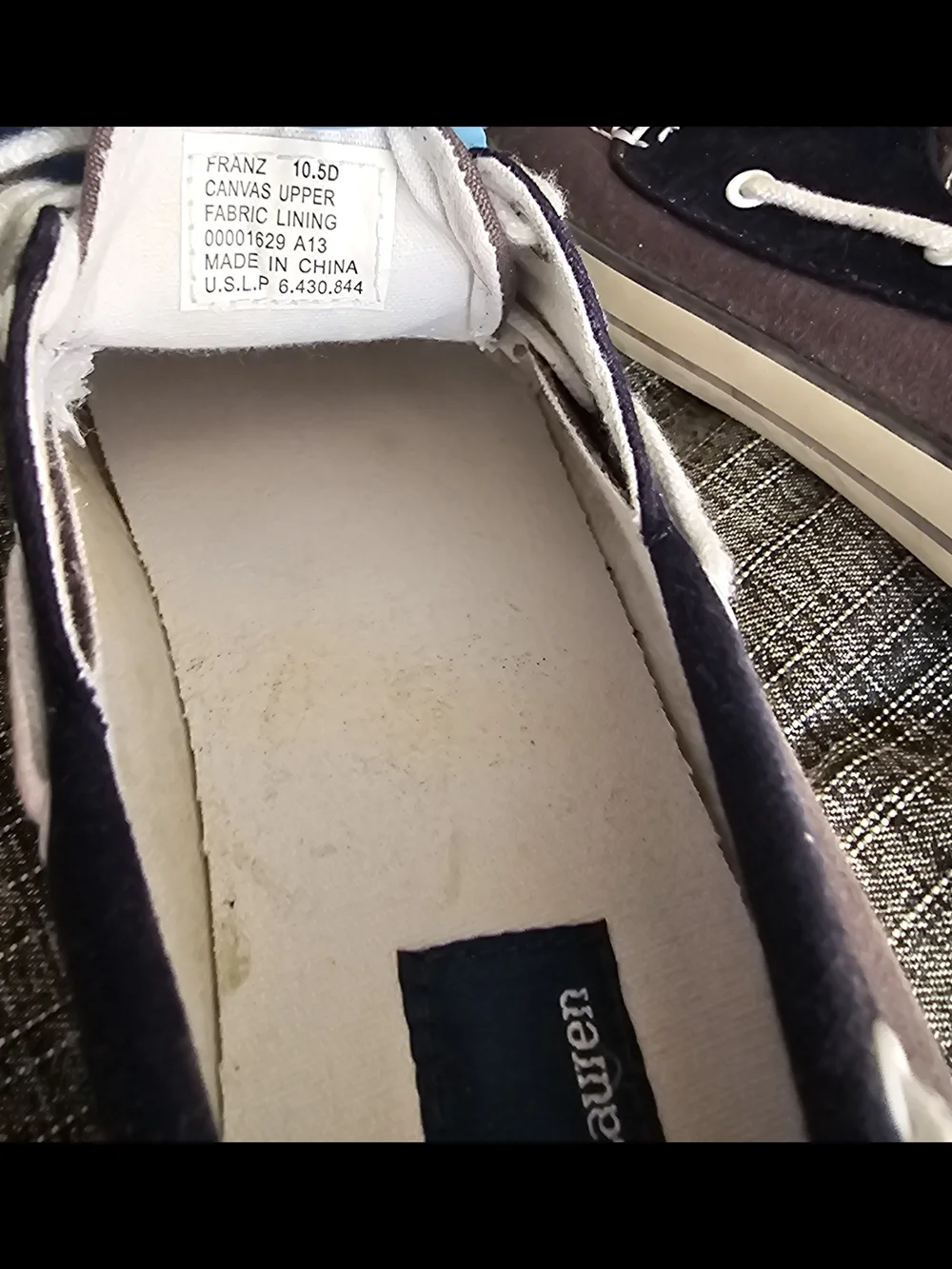 Polo by Ralph Lauren Grey and Navy Canvas Boat Shoes with White Laces